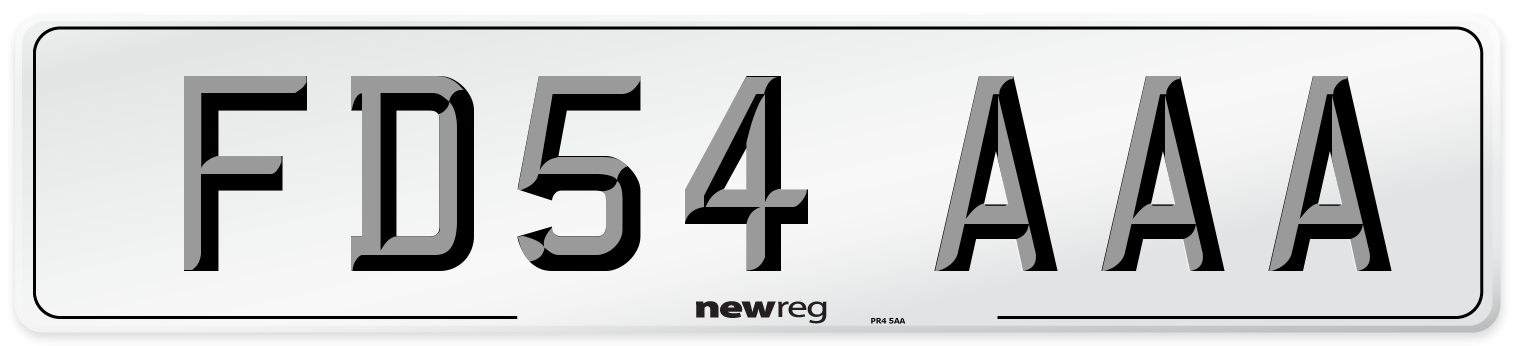 FD54 AAA Number Plate from New Reg
